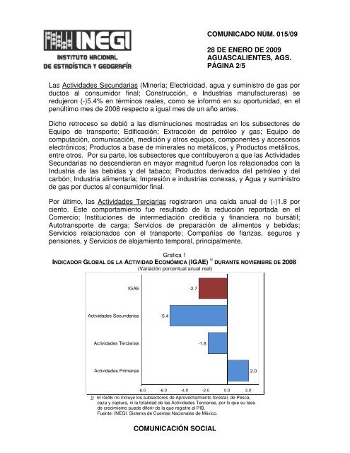 Comunicado de Prensa. Indicador Global de la Actividad ... - Inegi