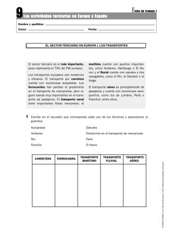 9. Las activiades terciarias en Europa, España y Andalucía