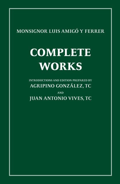MONSIGNOR LUIS AMIGÓ Y FERRER Complete Works - Terciarios