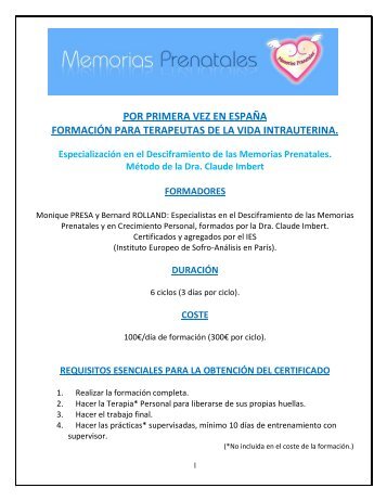 Formación para Terapeutas de la Vida Intrauterina Método Dra ...