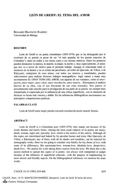 Leon De Greif El Tema Del Amor Centro Virtual Cervantes