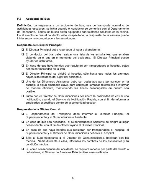 plan general de seguridad para todo el sistema escolar