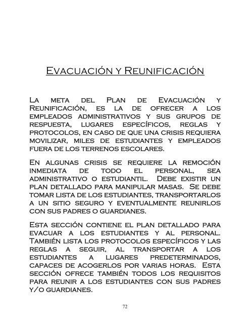 plan general de seguridad para todo el sistema escolar