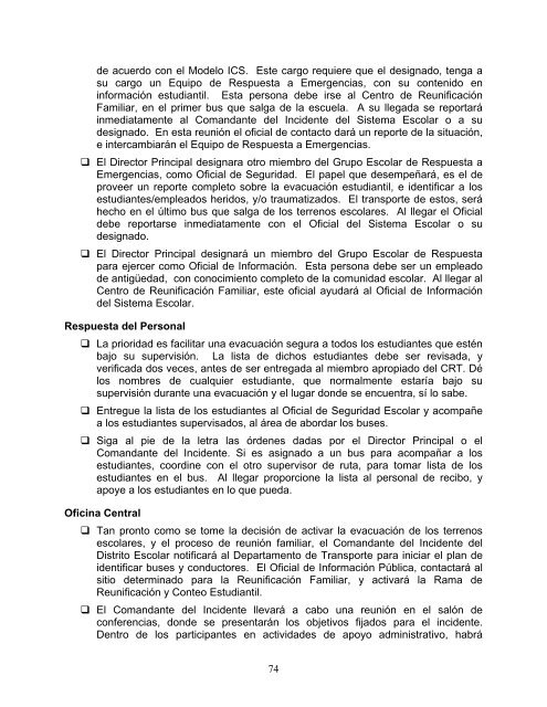 plan general de seguridad para todo el sistema escolar