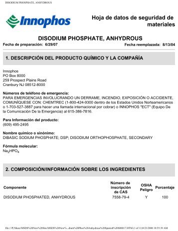 DISODIUM PHOSPHATE, ANHYDROUS - Innophos