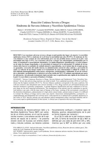 Síndrome de Stevens-Johnson y Necrólisis Epidérmica Tóxica