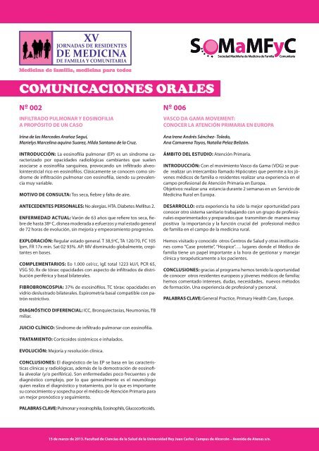 COMUNICACIONES ORALES Y PÓSTERS - SoMaMFyC
