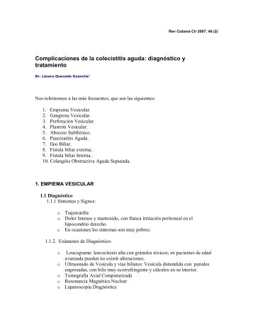 Complicaciones de la colecistitis aguda: diagnóstico y tratamiento