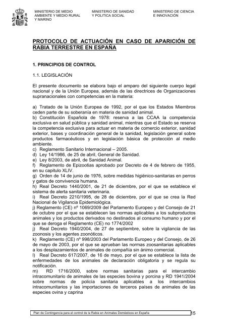 plan de contingencia para el control de la rabia en animales ...