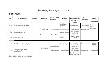 Einteilung Sonntag 02.09.12