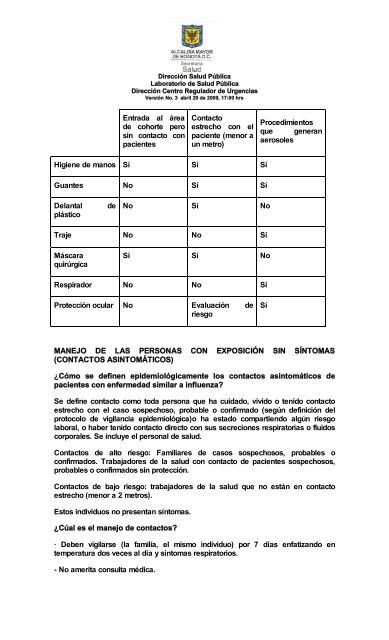 instructivo lineamientos influenza A H1N1_version 3.pdf - Secretaría ...