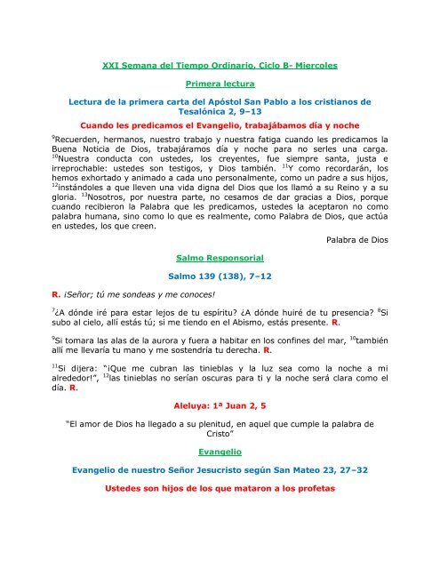 San Mateo 23, 27–32: Ustedes son hijos - Homiletica.org