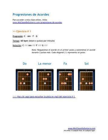 Progresiones de Acordes Do La menor Fa Sol - Clases de guitarra ...