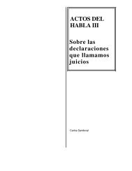 ACTOS DEL HABLA III Sobre las declaraciones que llamamos juicios
