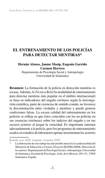 El EntrEnamiEnto dE los Policías Para dEtEctar mEntiras*