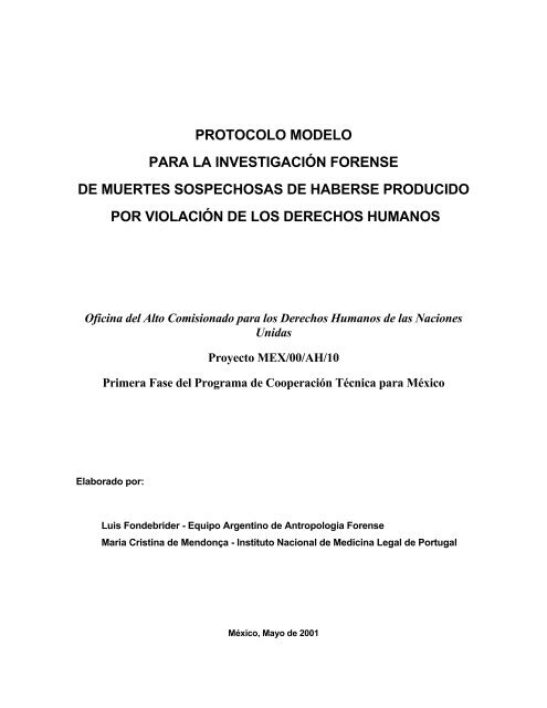 Protocolo Modelo para la Investigación Forense de Muertes