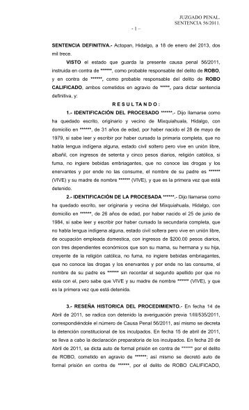 JUZGADO PENAL. SENTENCIA 56/2011. - Poder Judicial del ...