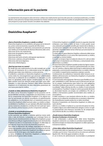 Información para el/ la paciente Doxiciclina Axapharm®