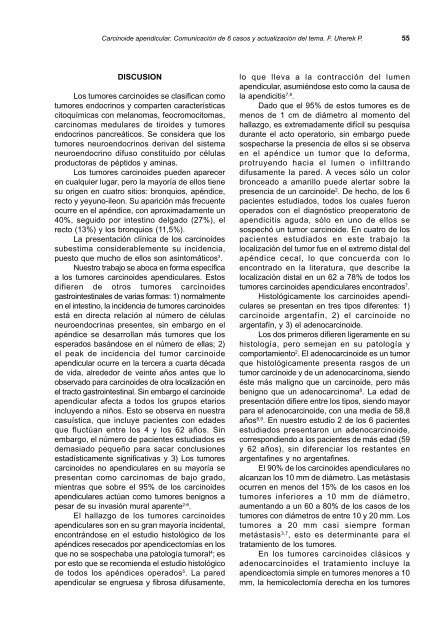 Carcinoide apendicular: Comunicación de 6 casos y actualización ...