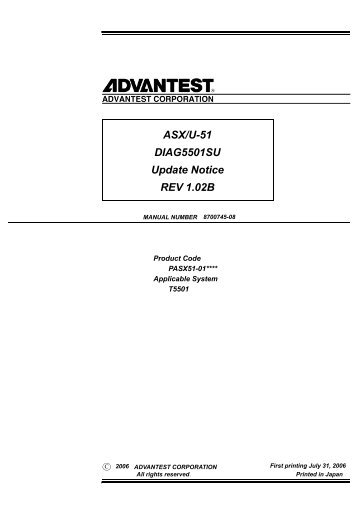 ASX/U-51 DIAG5501SU Update Notice REV 1.02B - Advantest