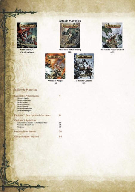 Compendio de Dotes Pathfinder RPG - Abril 2012