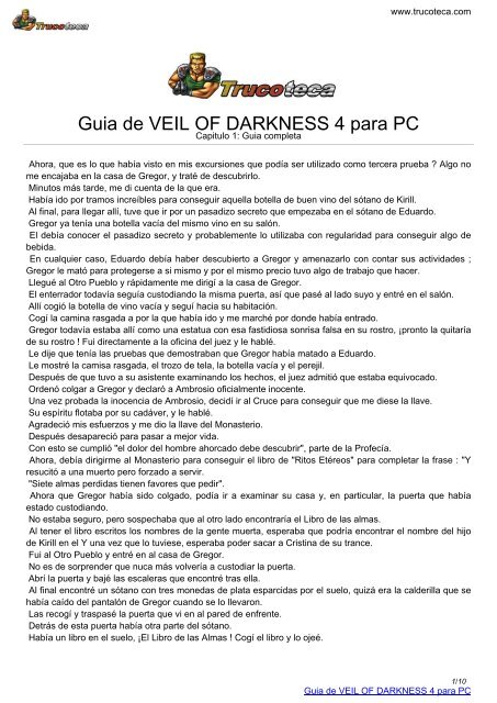 Guia de VEIL OF DARKNESS 4 para PC - Trucoteca.com