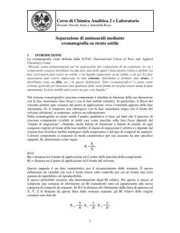 Separazione di aminoacidi mediante cromatografia ... - I blog di Unica