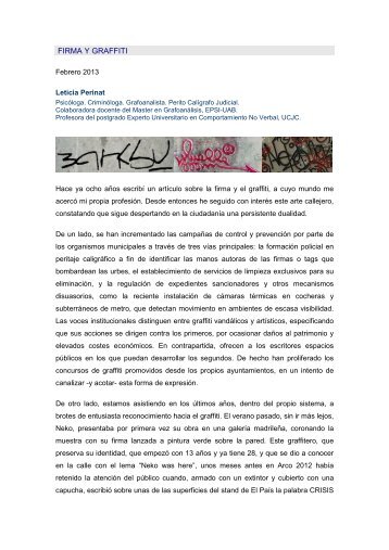 Firma y Graffiti. Un debate analizado por L. Perinat ... - Boek 861