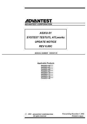 ASX/U-51 SYSTEST TESTUTL ATLworks UPDATE ... - Advantest