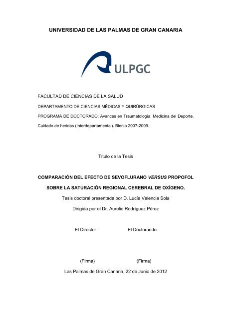 Comparación del efecto de sevoflurano vesus propofol sobre la ...