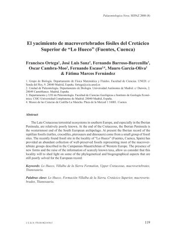 Palaeontologica Nova. SEPAZ 2008 (8), Ortega, F. et al.