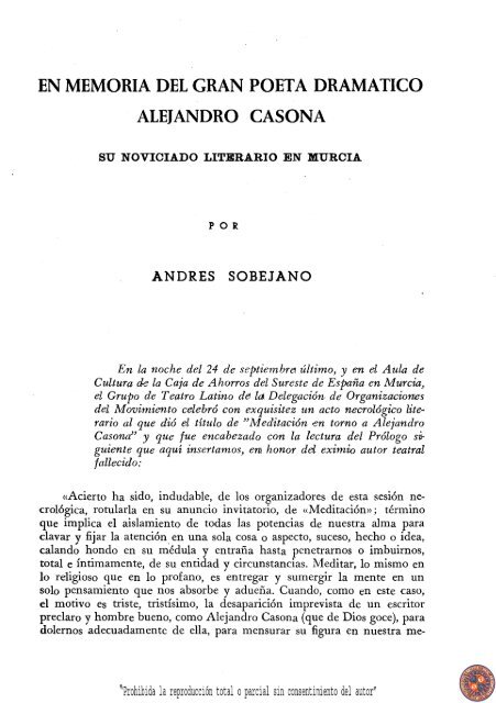 En memoria del gran poeta dramático Alejandro Casona