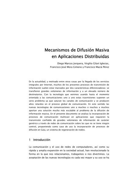 Mecanismos de Difusión Masiva en Aplicaciones Distribuidas - dtic ...
