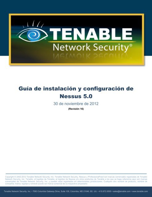 Guía de instalación y configuración - Tenable Network Security