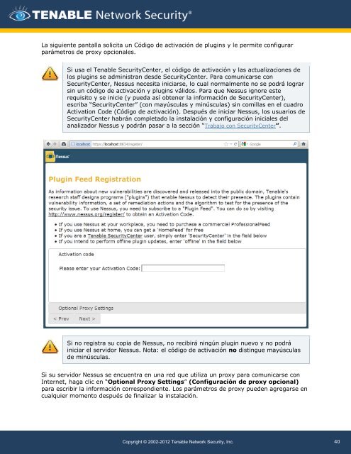 Guía de instalación y configuración - Tenable Network Security