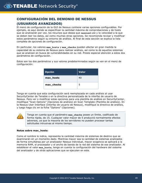 Guía de instalación y configuración - Tenable Network Security