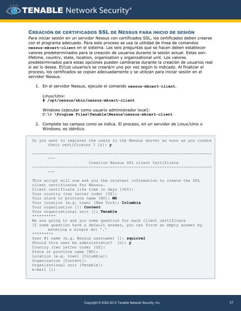 Guía de instalación y configuración - Tenable Network Security