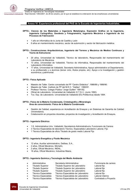 Plan - Escuela de Ingenierías Industriales - Universidad de Valladolid