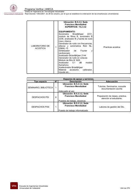 Plan - Escuela de Ingenierías Industriales - Universidad de Valladolid