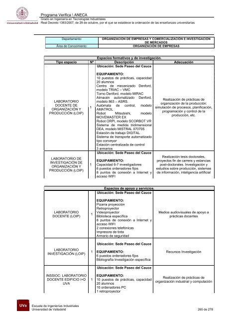 Plan - Escuela de Ingenierías Industriales - Universidad de Valladolid