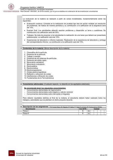 Plan - Escuela de Ingenierías Industriales - Universidad de Valladolid