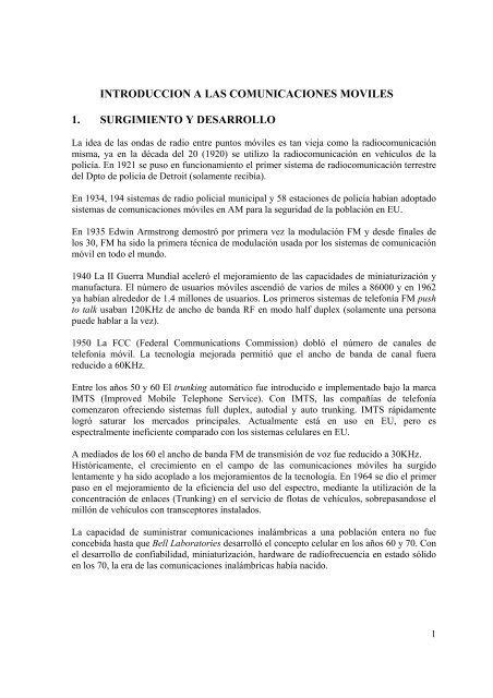 introduccion a las comunicaciones moviles 1. surgimiento y desarrollo