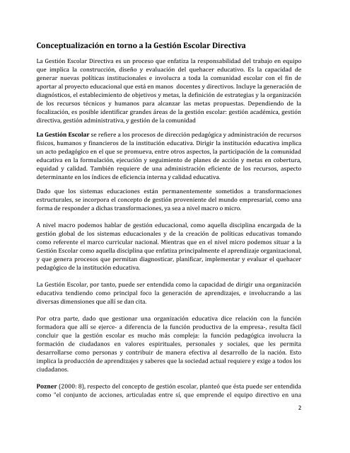 Manual de Gestión Directiva. - Fundación Origen Chile