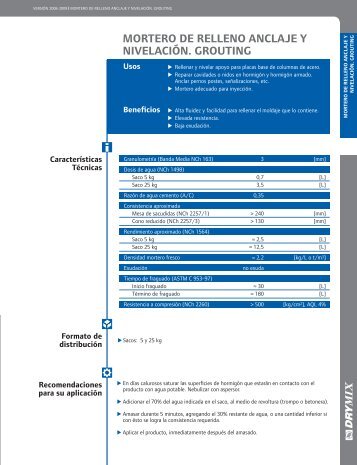 mortero de relleno anclaje y nivelación. grouting - RegistroCDT