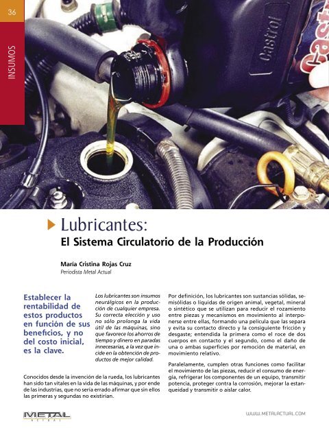 Insumos - Lubricantes: El Sistema Circulatorio de la Produccion