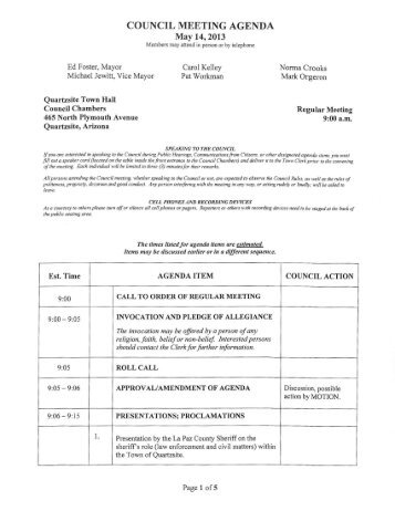 COUNCIL MEETING AGENDA