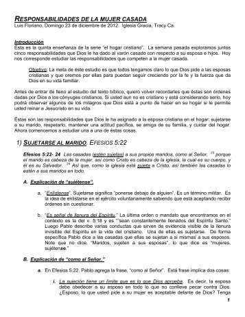 RESPONSABILIDADES DE LA MUJER CASADA