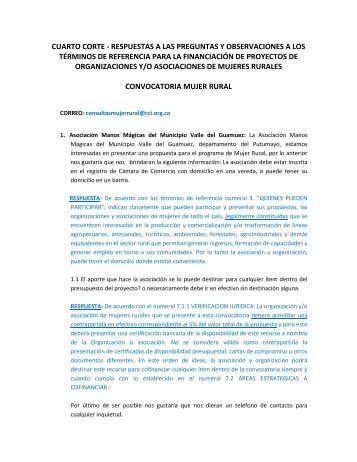 Respuesta a preguntas y observaciones IV - CCI