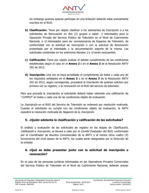 Documento de Preguntas y Respuestas Frecuentes sobre el ...