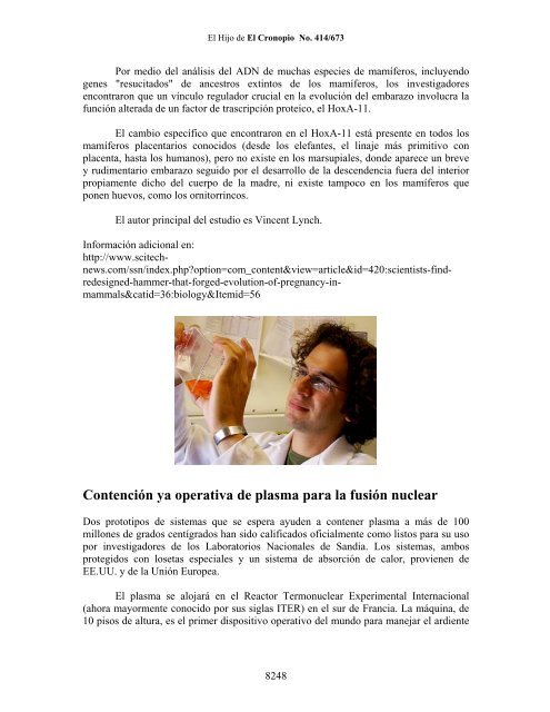 Boletín "El hijo del Cronopio", Número 414 - Facultad de Ciencias ...